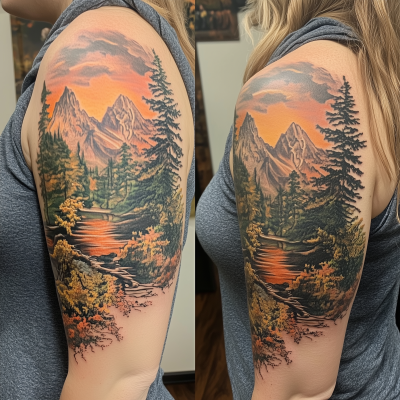 Mountain Nature Scene Tattoo