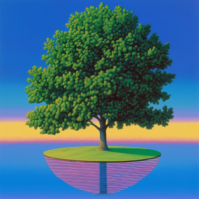 Tree on Blue Background