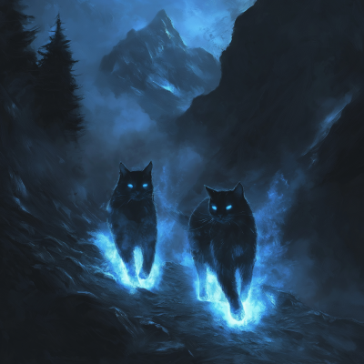 Cats in Blue Flames