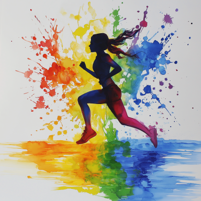 Colorful Silhouette of a Runner