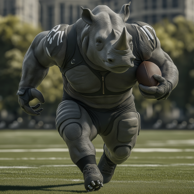 Hyper Realistic Rhino Football Player