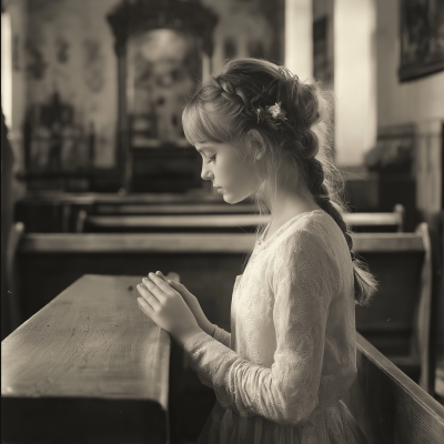 Girl Praying in Church