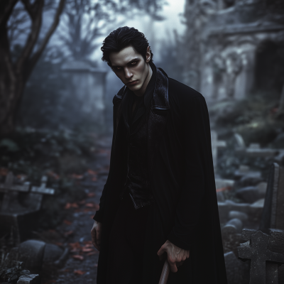 Young Vampire in Graveyard