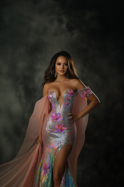 Elegant Orchid Dress Portrait