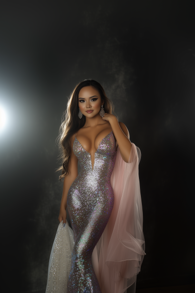 Hispanic Woman in Sequin Dress