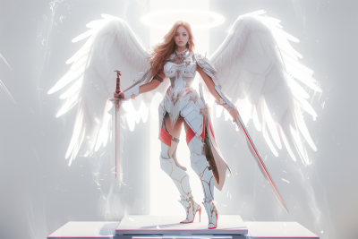 Female Angel with White Wings