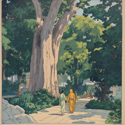 Muslim Family in a Garden