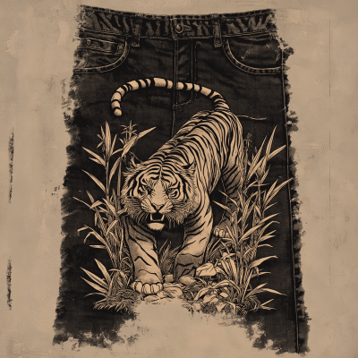 Vintage Tiger Print Jeans Mockup