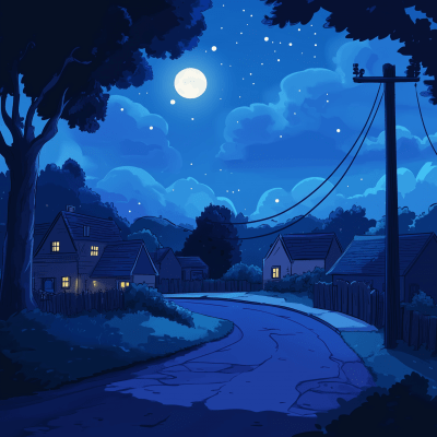 Cartoon Nighttime Scene