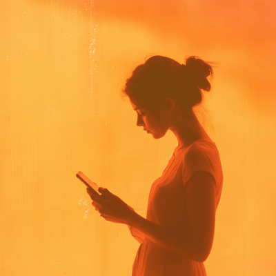 Silhouette of a Woman with Smartphone