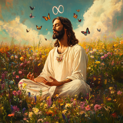 Jesus in a Field of Wildflowers