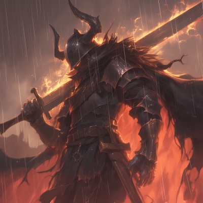 Ominous Crusader in the Rain