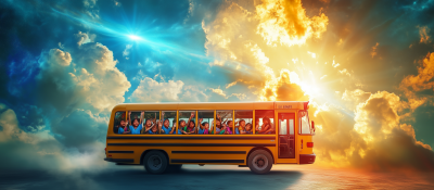 Happy Students on School Bus