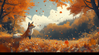 Autumn Forest with Fox
