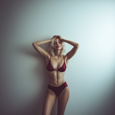 Blonde Model in Burgundy