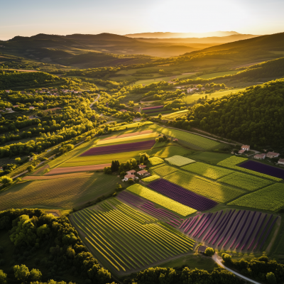 Aerial View of Lavender Fields in Grasse