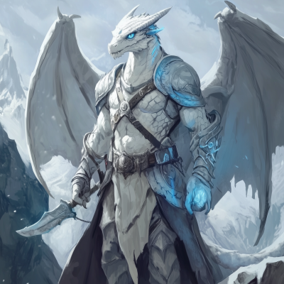 Gothic Dragonborn with White Dragon