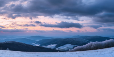 Snowy Slovakian Hills at Blue Hour