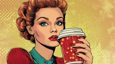 Pop Art Woman with Coffee