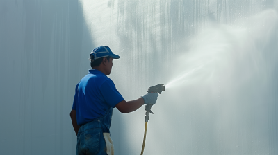 Workers Spraying Wall