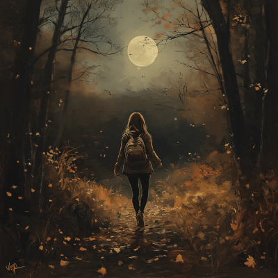 Girl in Autumn Woodland