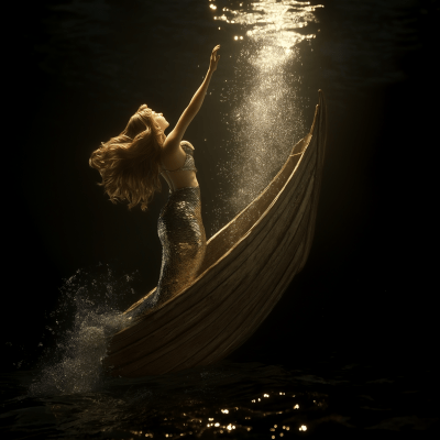 Mermaid Grasping Boat