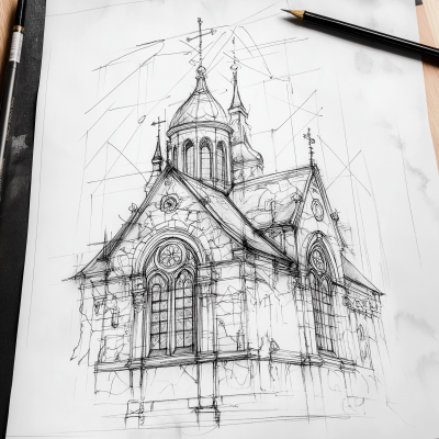 Tattoo Design of a Church