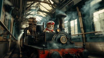 Cat in a Conductor Hat