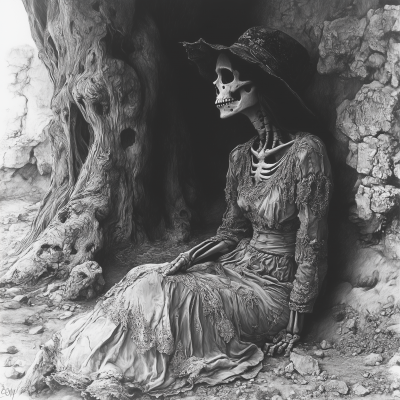 Skeleton Girl at Old Tree