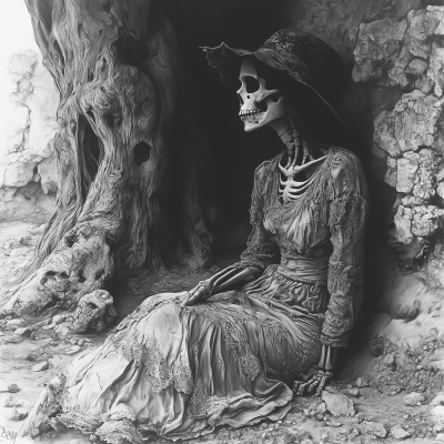 Skeleton Girl Against Tree