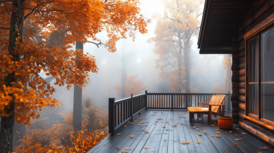 Cozy Cabin Balcony in Autumn