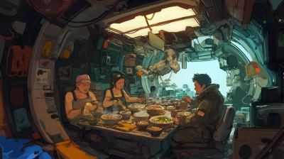 Mess Hall on Military Spaceship