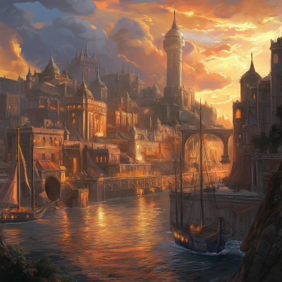 City Port in Fantasy Style