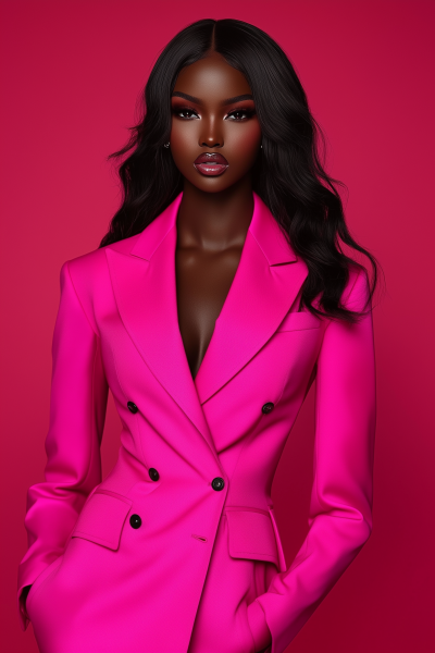 Elegant Model in Pink Suit