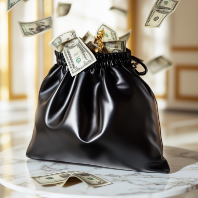 Money Bag on Marble Table