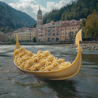 Pasta Gondola in Venetian Style