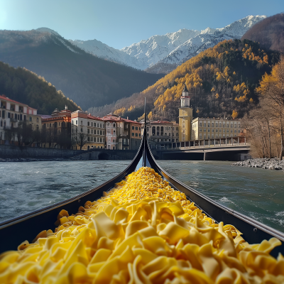 Pasta Gondola in Mountains