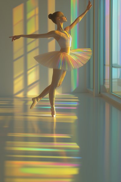 Ballerina in Sunlit Studio