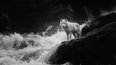 Arctic Wolf on Cliff