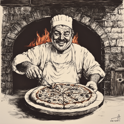 Pizza Chef Serving Fresh Pizza