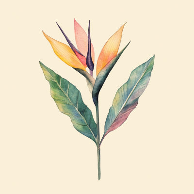Bird of Paradise Flower Illustration