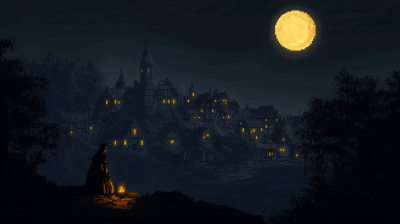 Medieval Village at Night