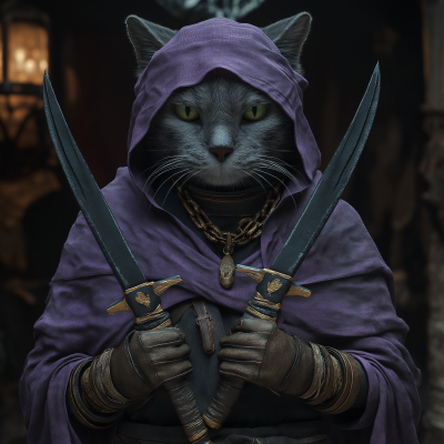 Tabaxi Rogue with Obsidian Knives