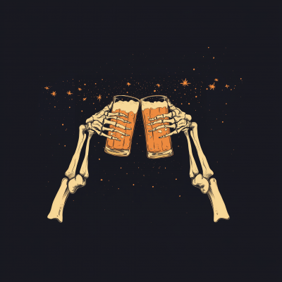 Skeletons Toasting with Beers