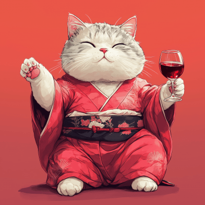 Cute Cat in Kimono