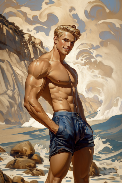 Beach Portrait in Leyendecker Style