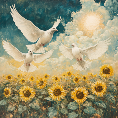 Doves and Sunflowers