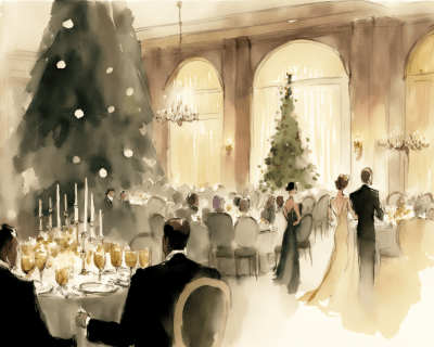 Elegant Holiday Festivities in Watercolor