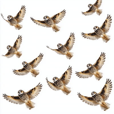 Pack of Owls in Flight