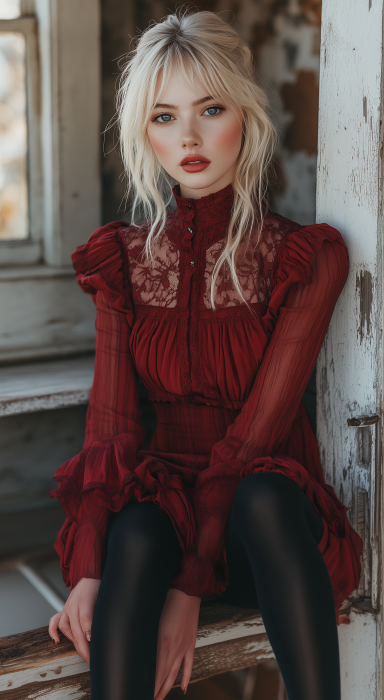 Young Woman in Red Dress